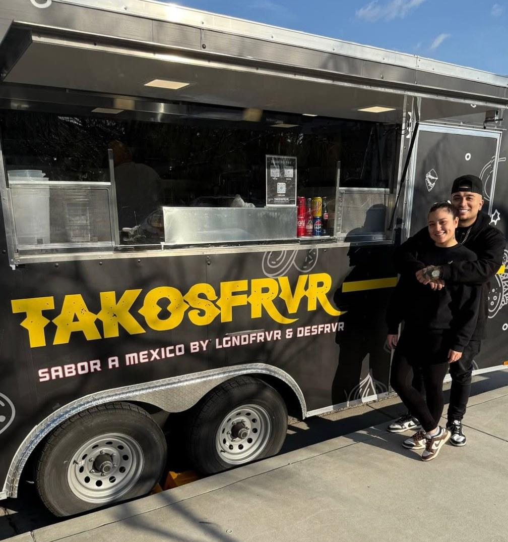 Lgndfrvr and his girlfriend, Desfrvr's food truck grand opening.