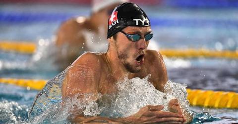 Swimmer Jeremy Desplanches at the Summer 2020 Olympics.