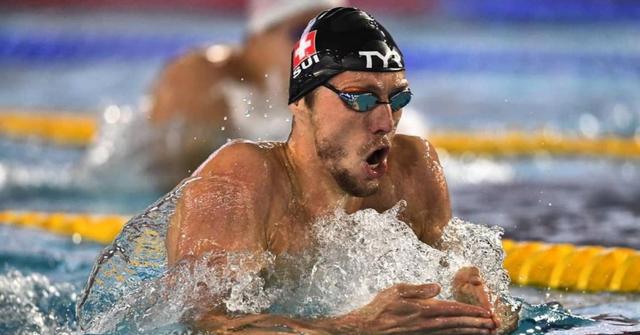 Swimmer Jeremy Desplanches at the Summer 2020 Olympics.