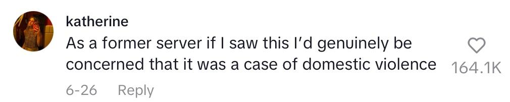 Comment on viral video of woman explaining her version of princess treatment when dining out.