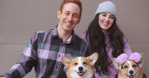 Olivia and Hammy with their owners in purple.