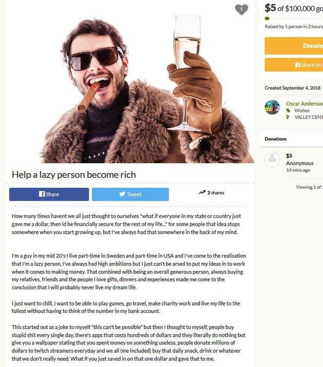 lazy gofundme