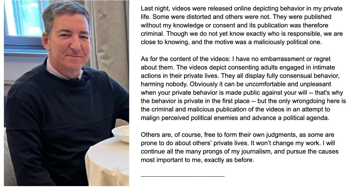 Glenn Greenwald Responds to Leaked Sex Videos — "I Have No Embarrassment or Regret About Them"
