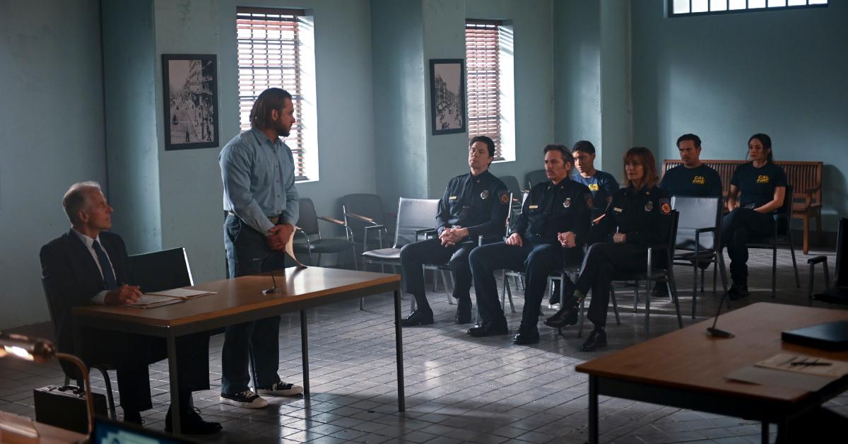 Bode during his parole hearing in Season 1, Episode 22 of 'Fire Country'