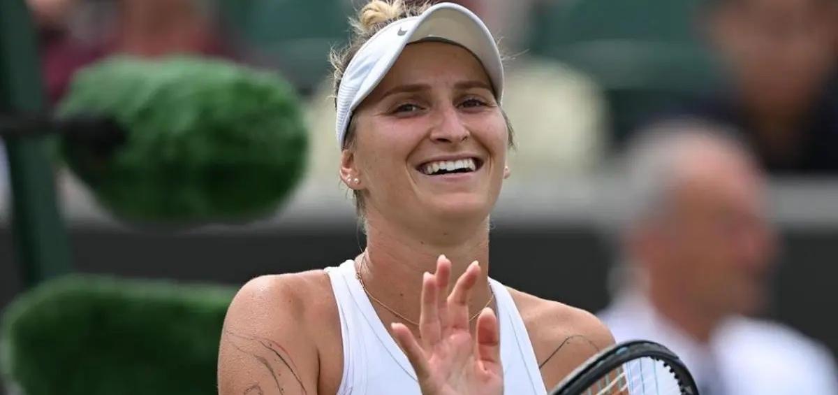 Quarterfinalist Markéta Šimková after a match win at 2023 Wimbledon in London.