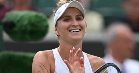 Quarterfinalist Markéta Šimková after a match win at 2023 Wimbledon in London.