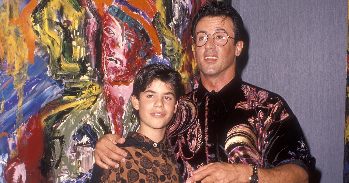 Sage and Sylvester Stallone in an art gallery