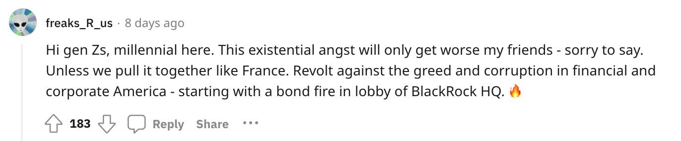 Reddit comment encouraging a revolt!