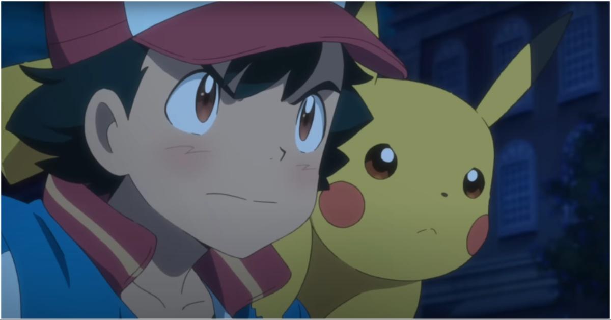 Ash and Pikachu in a still from a movie
