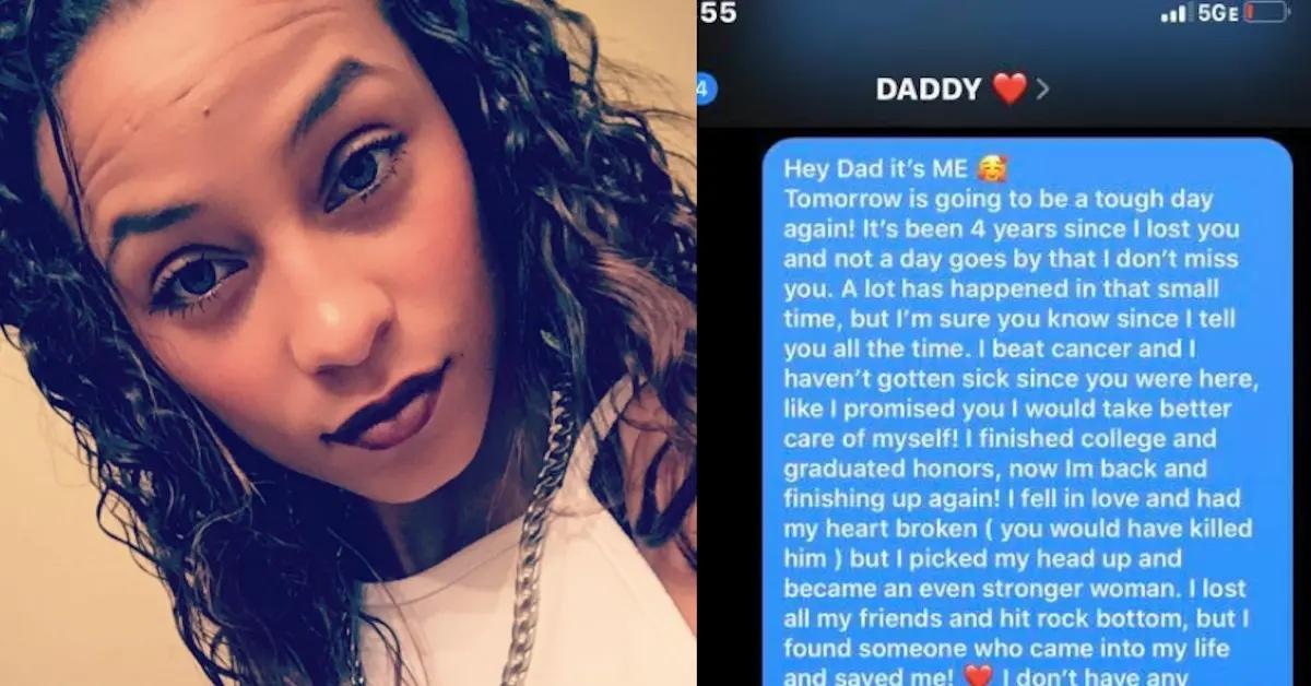 Woman's message after texting her dad after he died.