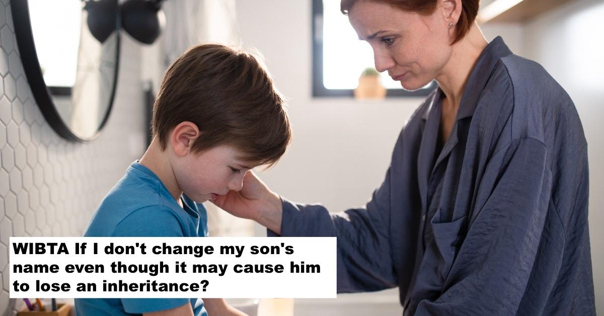 Mom and son sit in bathroom.