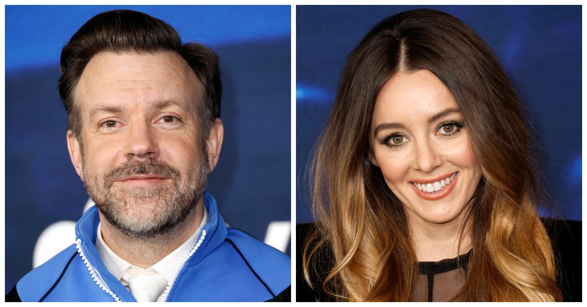 Jason Sudeikis and Keeley Hazell attend the Season 3 premiere of 'Ted Lasso.'