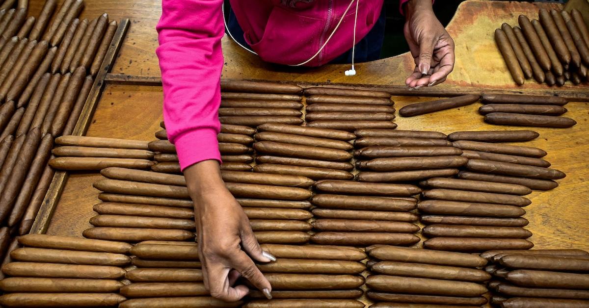 A woman making Cuban cigars