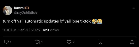 Tweet about TikTok uninstalling itself