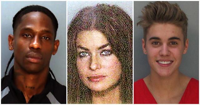 Mugshots of Travis Scott, Carmen Electra and Justin Bieber