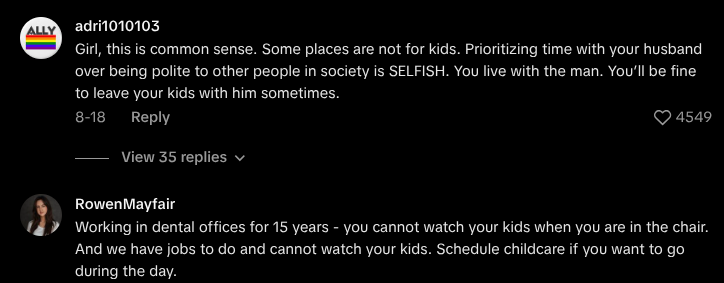 dentist bans  kids from office