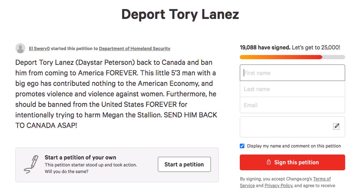 tory lanez deportation petition