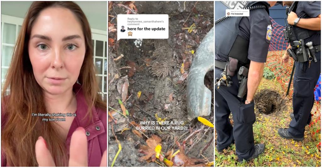 Woman Suspects House Is Haunted, Finds Rolled Rug Buried in Her Lawn