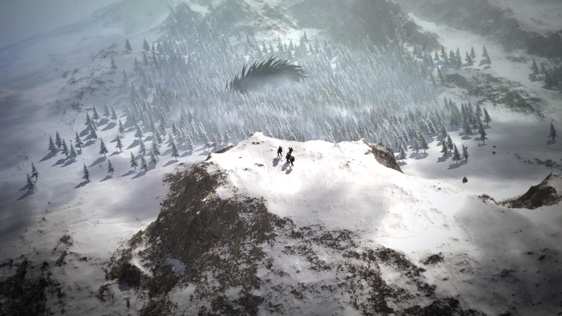 Giant monster spinning across a snowy forest in 'Wartales'