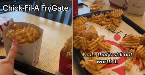 A woman discusses the Chick-fil-A fry scam