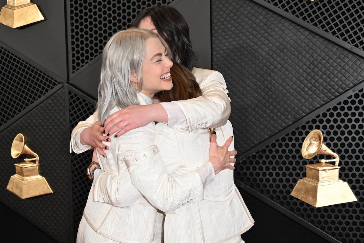 Boygenius hugging at the Grammys