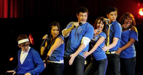 (l-r): Kevin McHale, Jenna Ushkowitz, Cory Monteith, Lea Michele, Chris Colfer and Amber Riley