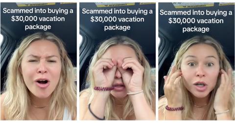 A couple was scammed into buying a vacation package.