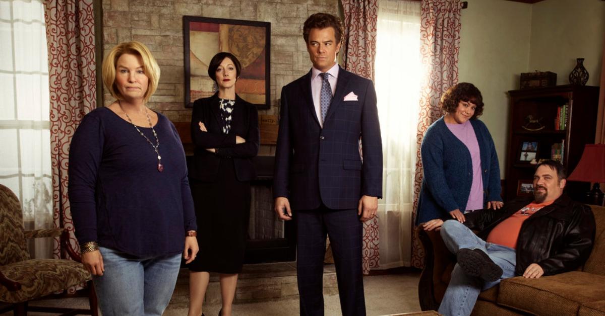 Renée Zellweger as Pam Hupp, Judy Greer as Leah Askey, Josh Duhamel as Joel Schwartz, Katy Mixon as Betsy Faria, and Glenn Fleshler as Russ Faria in 'The Thing About Pam'