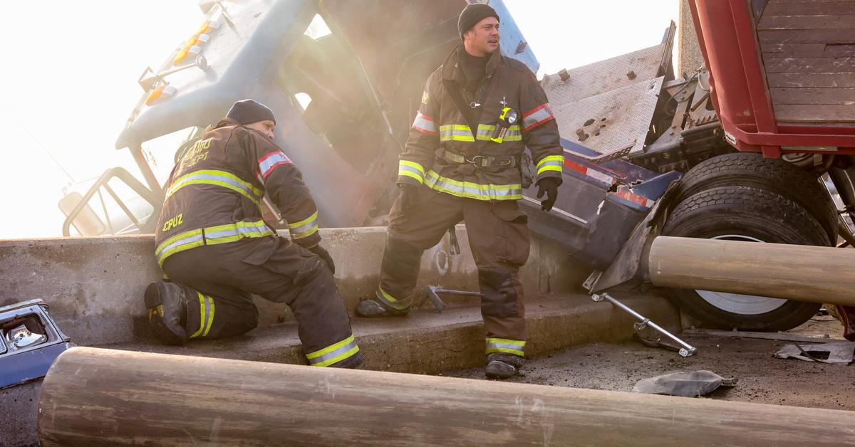 Taylor Kinney and Joe Minoso on "Chicago Fire."