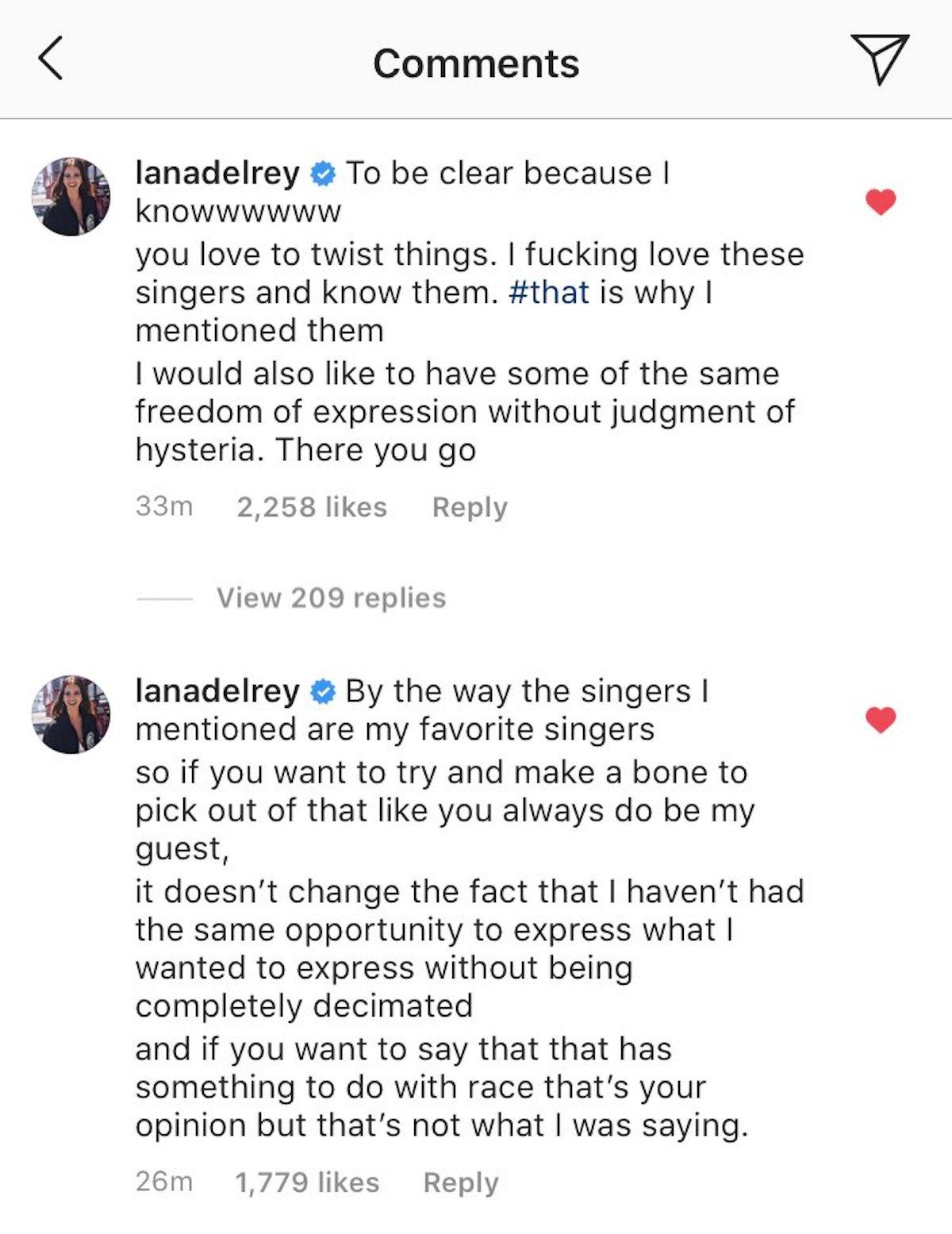 Lana Del Rey Defends Controversial Instagram Comments: Update