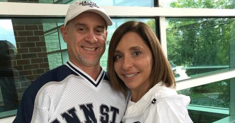 (l-r): Claude Madrazo and his wife, Linda Yaccarino, in white Penn State apparel.