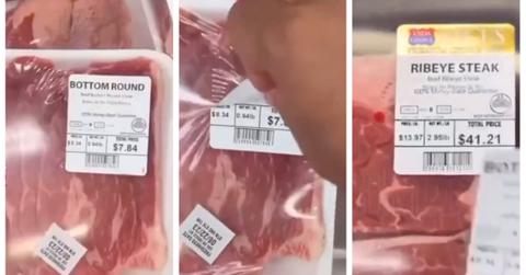 A man switched price tags on steaks at a grocery store