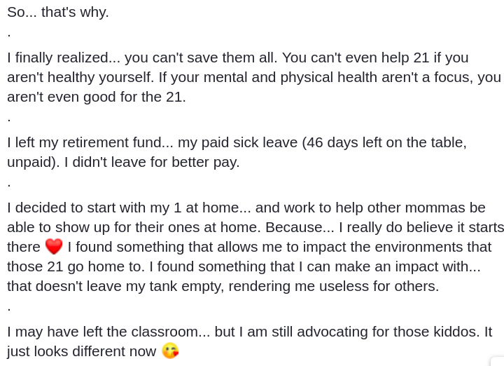 Comments on viral post of teacher going on an unfiltered rant after quitting her job.