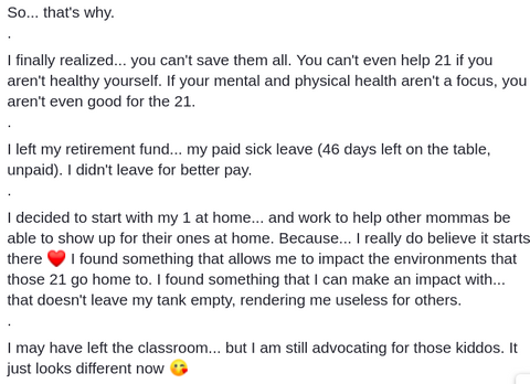 Comments on viral post of teacher going on an unfiltered rant after quitting her job.