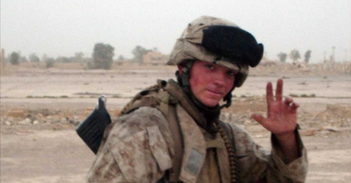 Graham Platner shares an old photo of himself when he served as an active duty marine