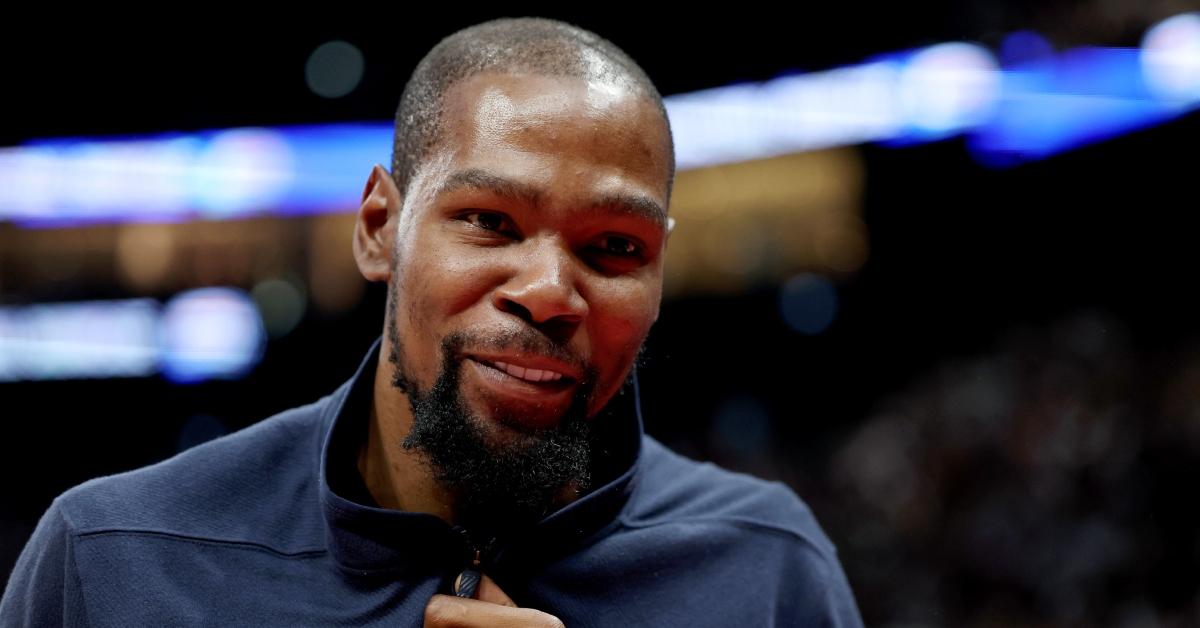 Kevin Durant of the United States watches on during the second half of an exhibition game.