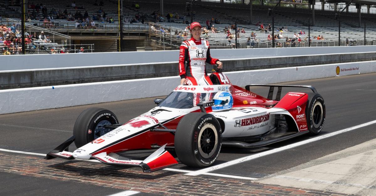 Katherine Legge and her car at Indy 500.