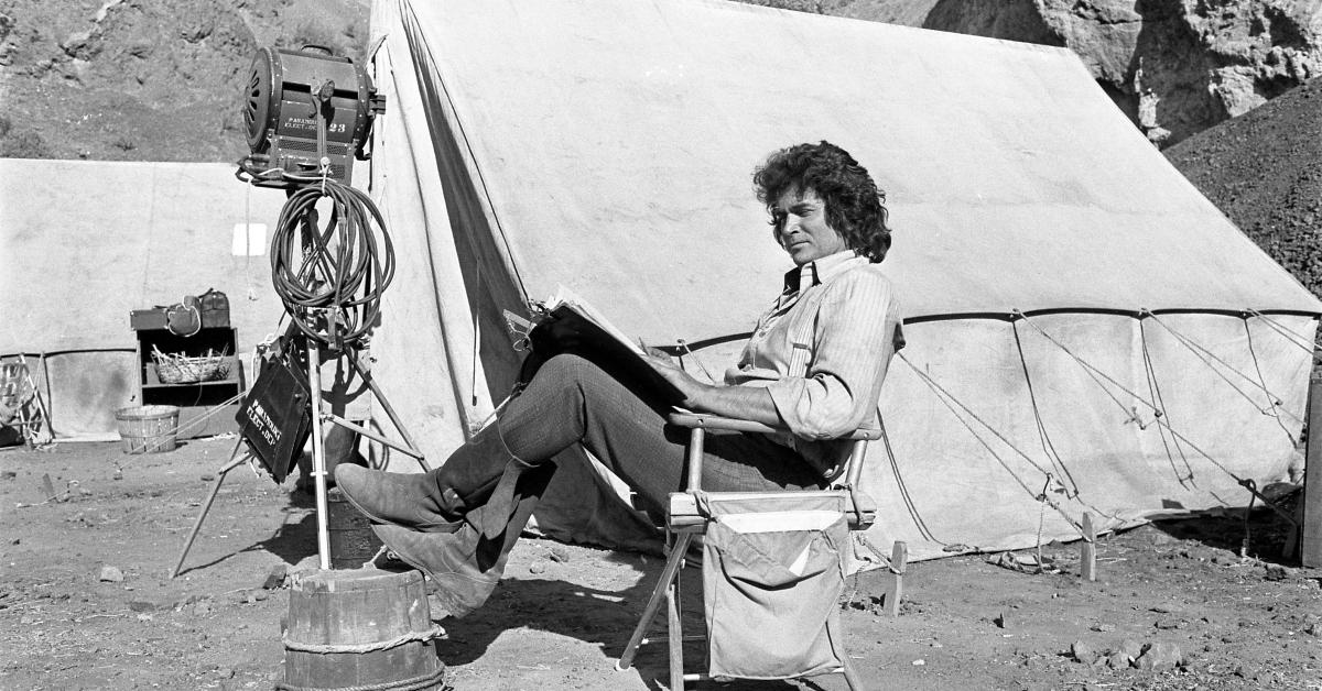 Michael Landon on the set of Little House on the Prairie.