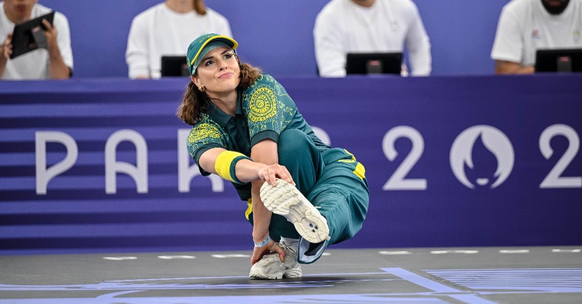 Raygun competes during the Breaking B-Girls Round Robin Group B battle between Logistx and Raygun on Day 14 of the Olympic Games Paris 2024 at La Concorde on August 9, 2024 in Paris, France. (Photo by Harry Langer/DeFodi Images via Getty Images)