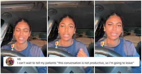 A nurse describes how a patient complained about her and she stood her ground