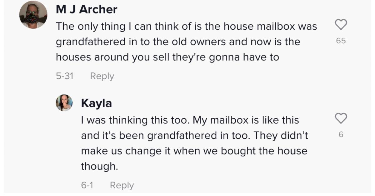 Comments on TikTok about mailbox grandfathered clause