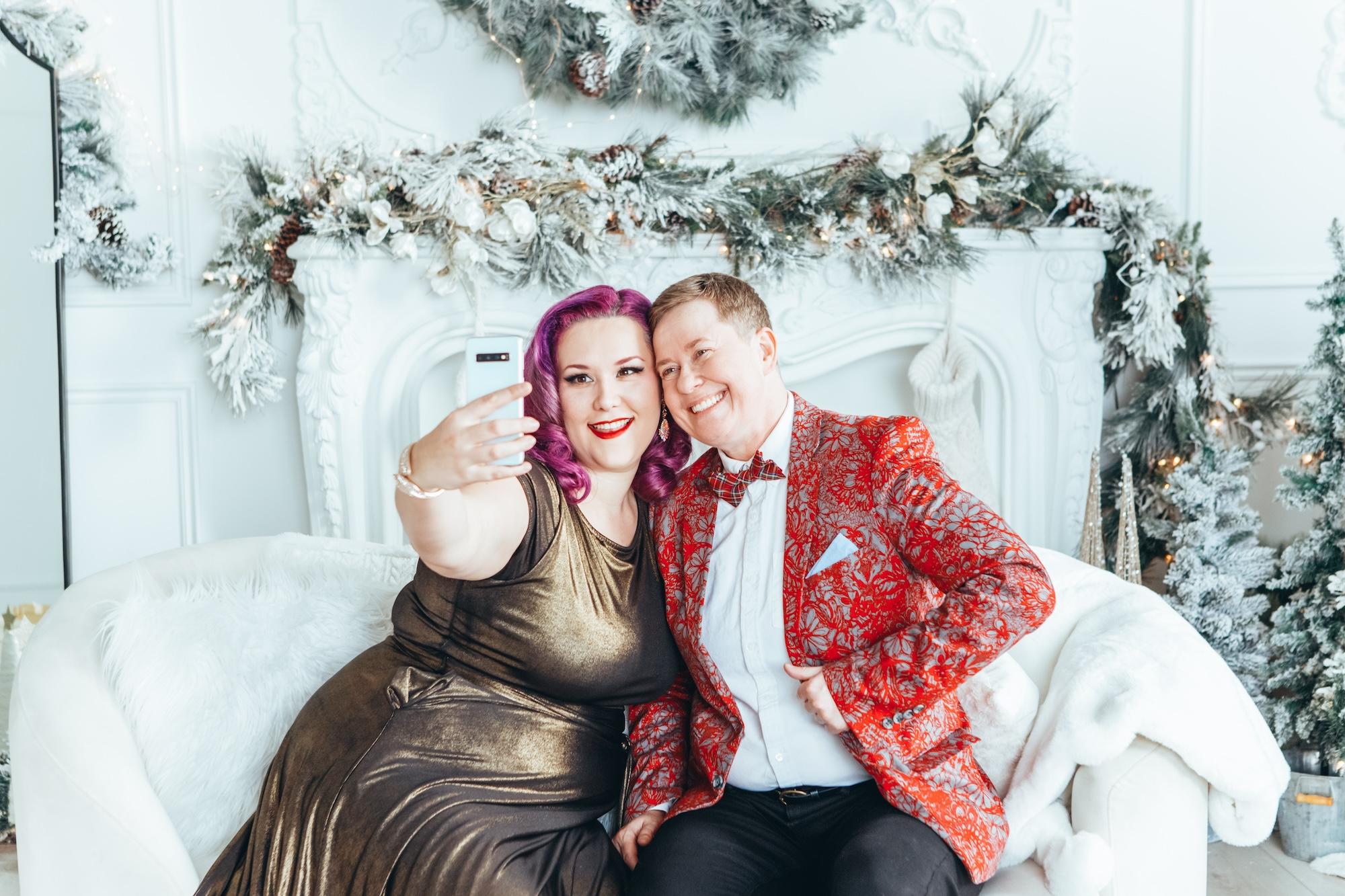 LGBTQ couple celebrating Christmas or New Year