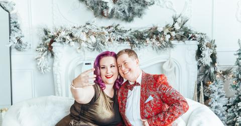 LGBTQ couple celebrating Christmas or New Year