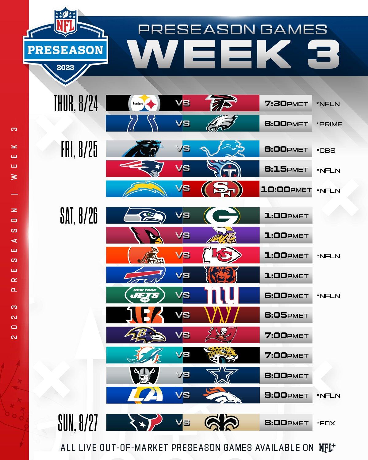 what channel are the nfl preseason games on today