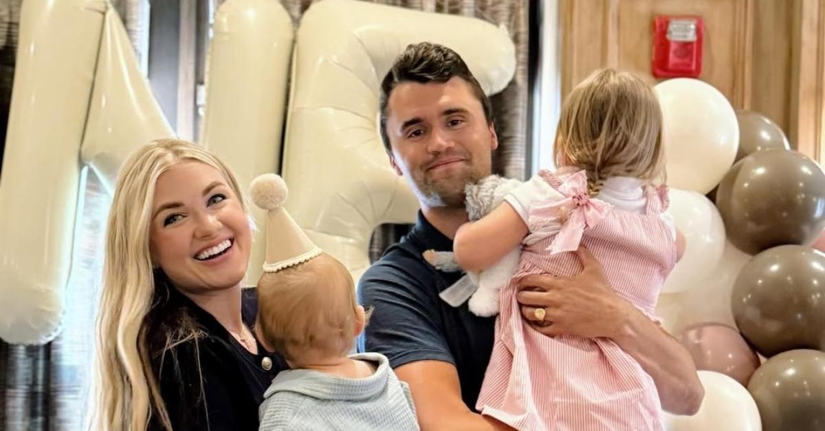 (l-r): Erika Kirk, Charlie Kirk, and their children