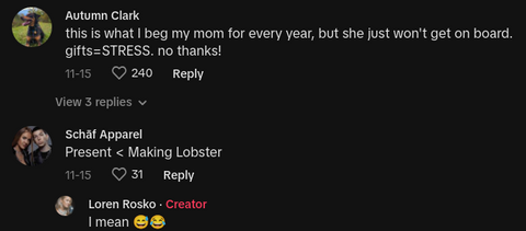 womans family no holiday gifts