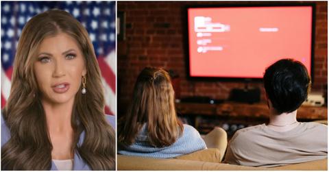 The anti-immigration ad that appeared on a person's idle Vizio TV.