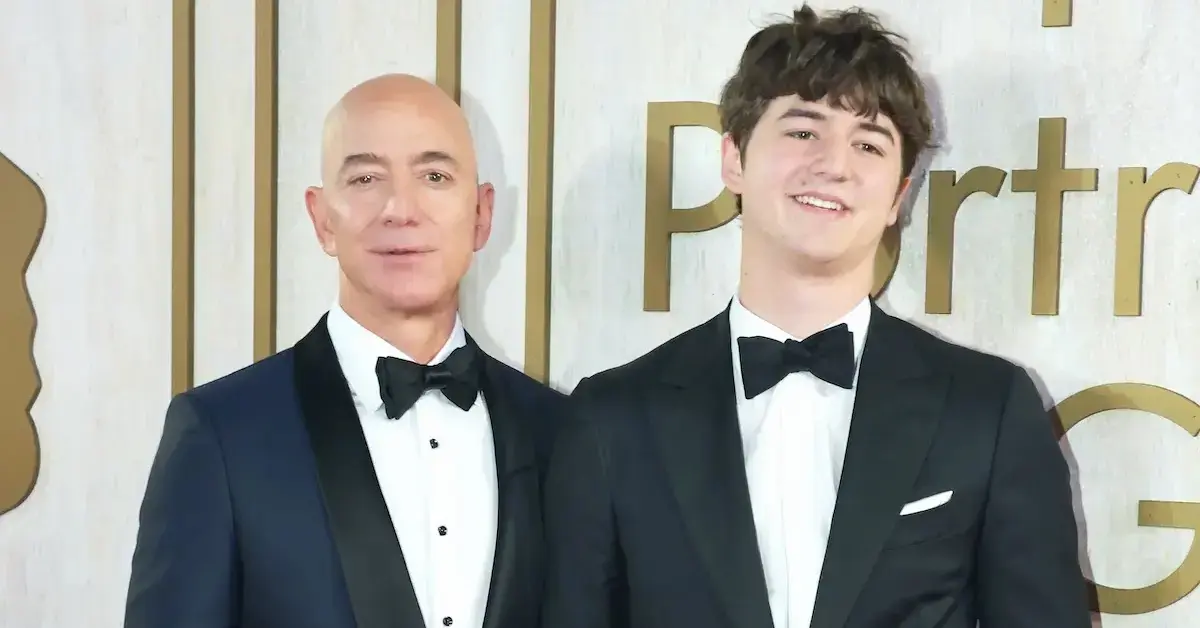 Jeff Bezos and his son, Preston Bezos, attend the 2019 American Portrait Gala at the Smithsonian National Portrait Gallery on November 17, 2019 in Washington, DC. (Photo by Shannon Finney/Getty Images)