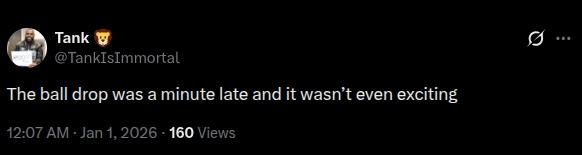 X post about the NYE ball drop.