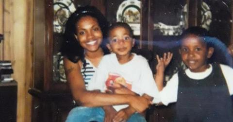 Mikal Harris and his mother.